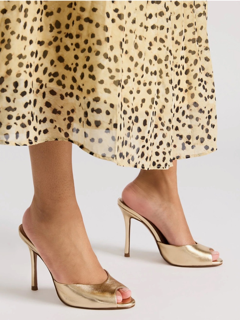 Steve Madden Gold Metallic Peep-Toe Stiletto Mules